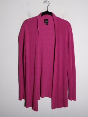 Eileen Fisher Magenta Cotton Silk Open Longline Cardigan M Knit Casual Lagenlook